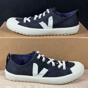 Veja Nova Shoes Womens Size 9 Black White Canvas Low Top Rubber Toe Cap Sneakers